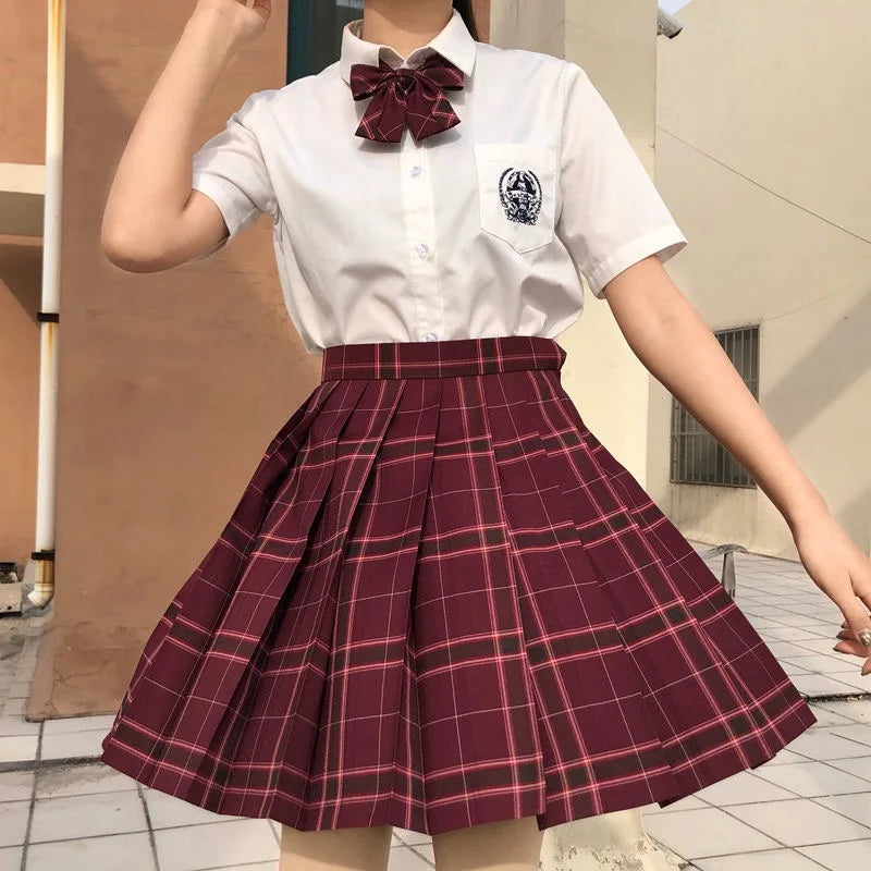 JMPRS Plaid Women Pleated Skirt Bow Knot Summer High Waist Preppy Girls Dance Mini Skirt Cute A Line Harajuku Sexy Japan Faldas
