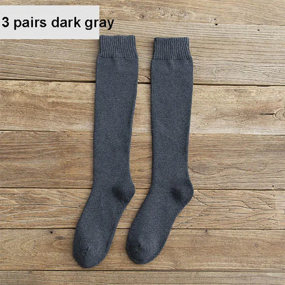 6PCS=3Pairs Men's Winter Compression Stocking Warm Hot Knee High Long Leg Terry Socks Warm Thicken Cover Calf Socks Size 38-44