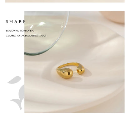 Yhpup Stainless Steel Geometric Open Ring Fashion Golden Metal Finger for Women Minimalist Statement Jewelry Party Gift