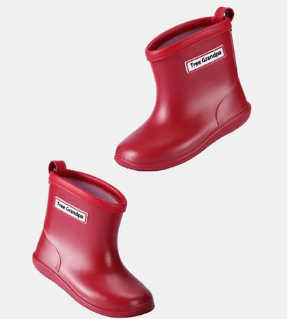 Child Boy Rubber Rain Shoes Girls Boys Kid Ankle Rain Boots Waterproof Shoes Round Toe Water Shoes Soft Toddler Rubber Shoes