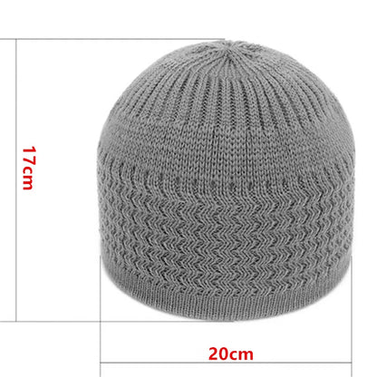Casual Knitted Muslim Men Prayer Hats Winter Warm Male Beanies Cap Islamic Ramadan Jewish Kippah Homme Hat Men's Wrap Head Cap