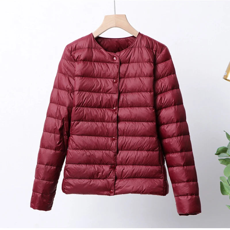 Ultra Thin Down Jacket Women Pink Womens Lightweight Down Jackets Ultra Light White Coat Warm Short Jackets Women