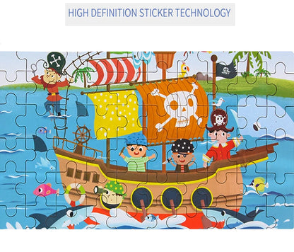 Hot New 60 Pieces Wooden Puzzle Toys for Children Cartoon Vehicle Animal Wood Jigsaw Baby Learning Educational Toy Kids Gift
