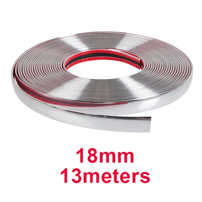 13M Silver Car Moulding Trim Strip Chrome Styling Decoration Tape Auto DIY Protective Sticker 6mm 8mm 10mm 12mm 15mm 20mm 30mm