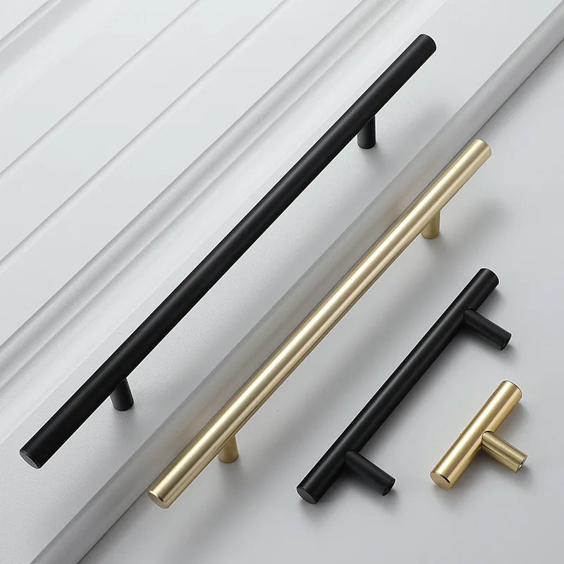 Black Gold Cupboard Handle Brushed Stainless Steel Kitchen Cabinet Door Knob Furniture Drawer Pull  Hardware Pulls  Bar Handle