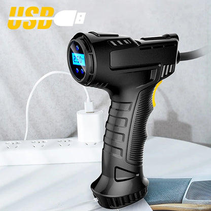 EAFC  Handheld Car Air Compressor 120W Wireless/Wired Inflatable Pump Air Pump Digital Car Tire Inflator Machine for Car Bicycle