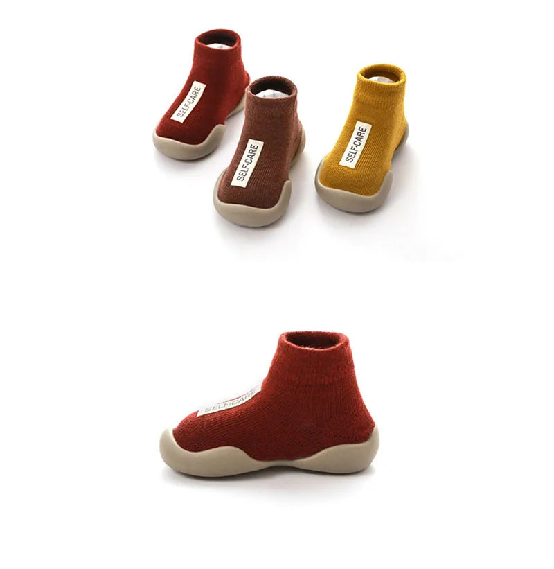 Baby Shoes Toddler First Walkers Infant Boys Girls Kids Rubber Soft Non-Slip Sole Floor Barefoot Casual Shoes Knit Booties