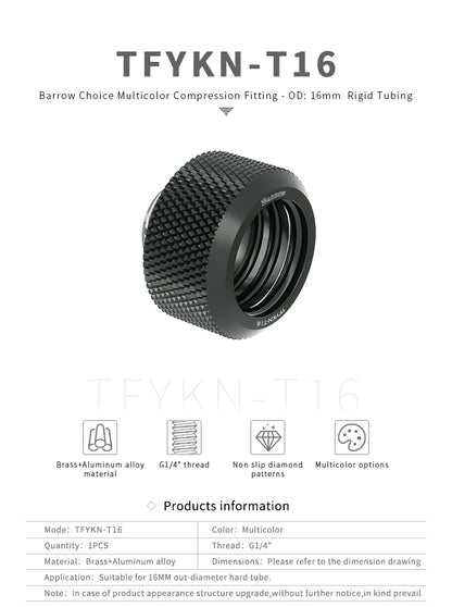 Barrow 12 PCS G1/4” Thread OD12/14/16mm Hard Tube Fitting Kit Anti-off Adapter Compression Connector for Computer Water Cooling