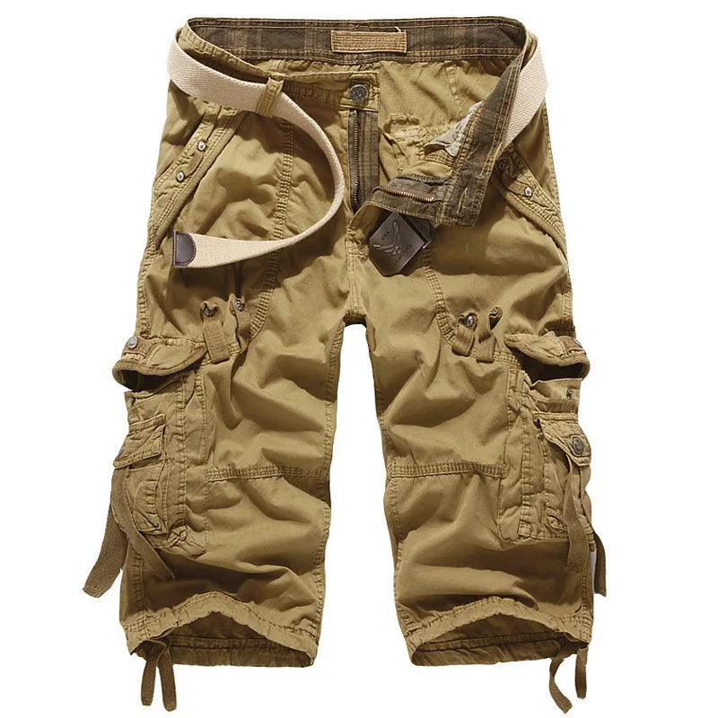 2025 Summer New High Quality Cargo Shorts Men Casual Workout Military Men's Shorts Multi Pocket Knee Length Short Pants