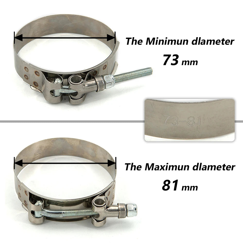 1 Pc 2.0" 2.25" 2.5" 2.75" 3.0" 3.25" 3.5" 4.0" T-Bolt Exhaust Clamp Intake Turbo Exhaust Intercooler Silicone Coupler