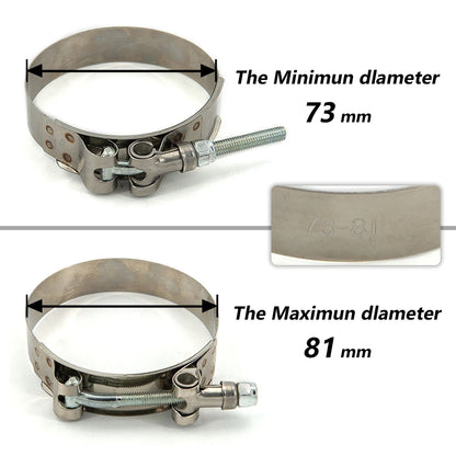 1 Pc 2.0" 2.25" 2.5" 2.75" 3.0" 3.25" 3.5" 4.0" T-Bolt Exhaust Clamp Intake Turbo Exhaust Intercooler Silicone Coupler