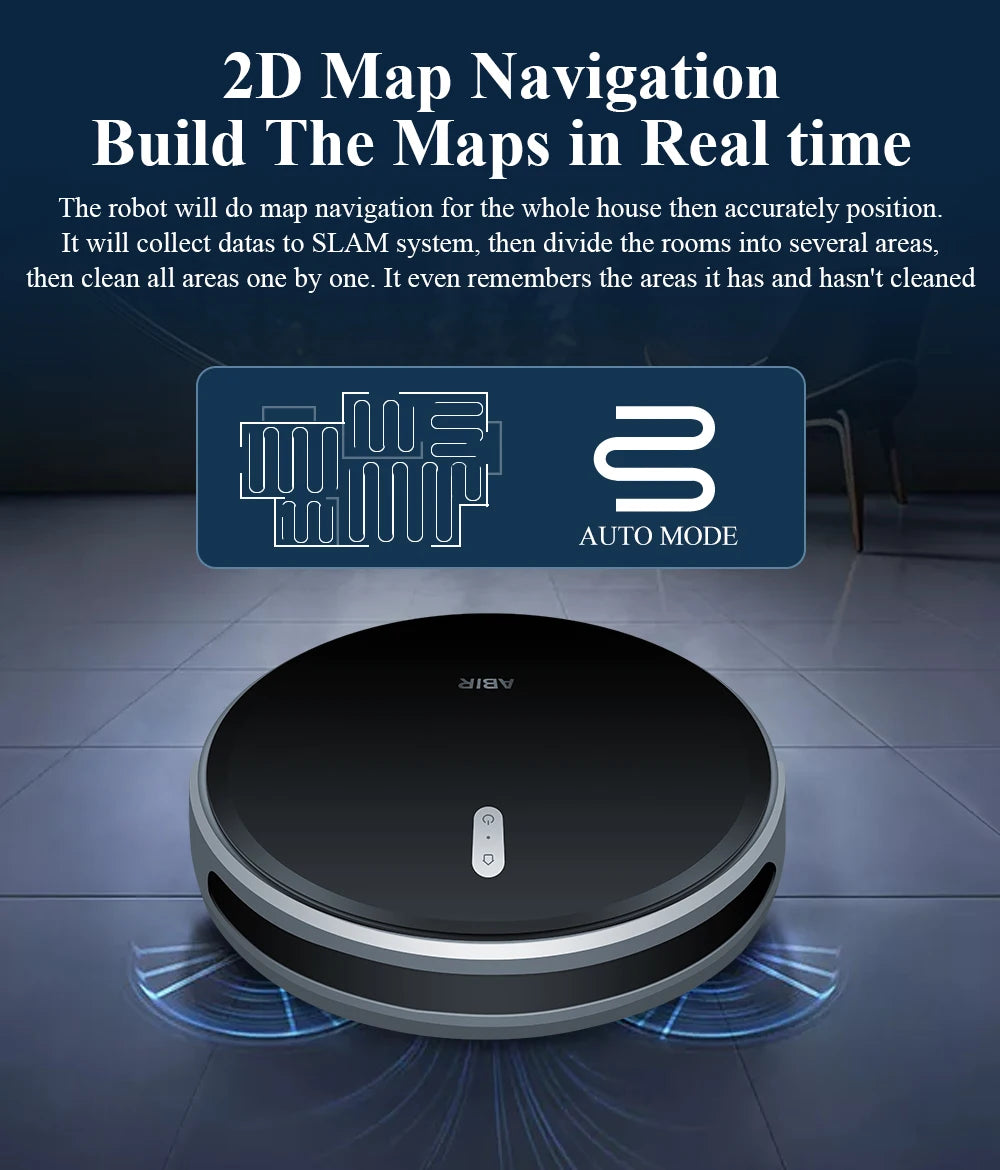 ABIR G20S Robot Vacuum Cleaner,Map Memory,6000Pa Suction,Remote Upgrade, Electric Wet Mop,WIFI APP Smart Floor Washing for Home
