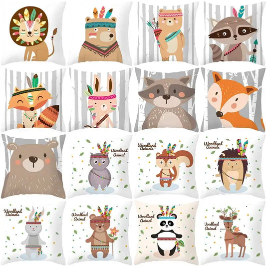 Funny Cute Animal Cushion Cover Cartoon Creative African Tribe Fox Pillow Case For Sofa Home Textile Pillow Covers Pillowcase