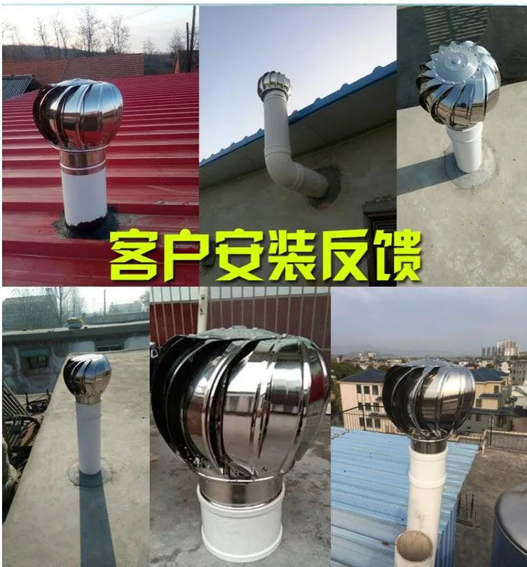 110mm 150mm 200mm Pipefit Roof Ventilating Fan 304 Stainless Steel Roof Ventilator Wind Turbines Air Vent Attic Ventilator
