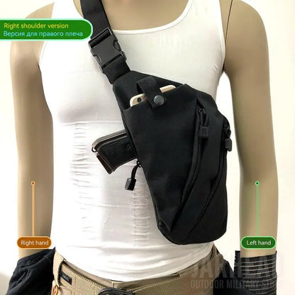 Multifunctional Concealed Tactical Storage Gun Bag Holster Men's Left Right Nylon Shoulder Bag Anti-theft Bag Chest Bag Hunting