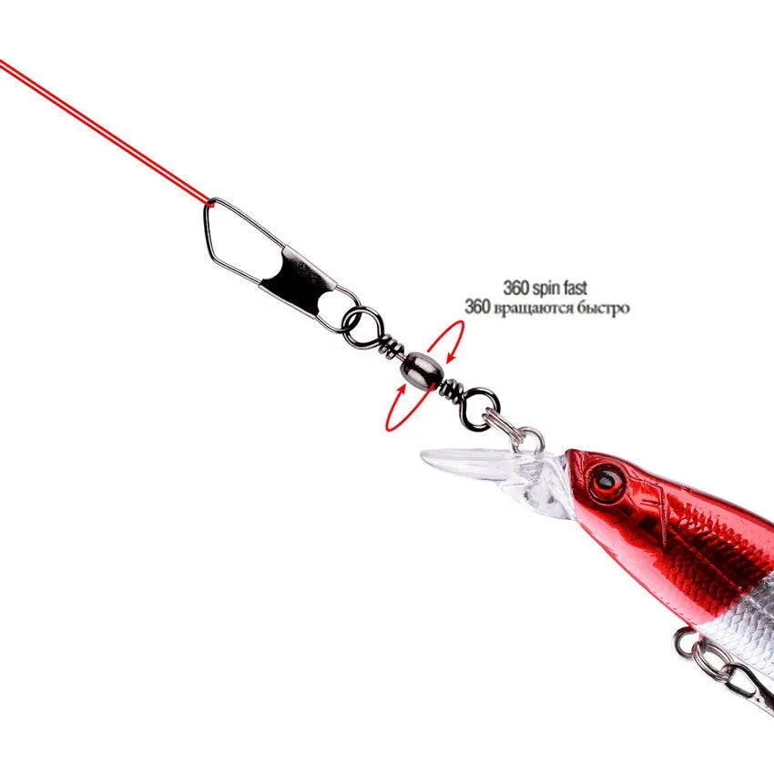 50Pcs/ Box Brass Barrel Fishing Swivel Solid Rings Fishing Pin Line Connector Fishhook with Interlock Snap Swivels Tackle Tool