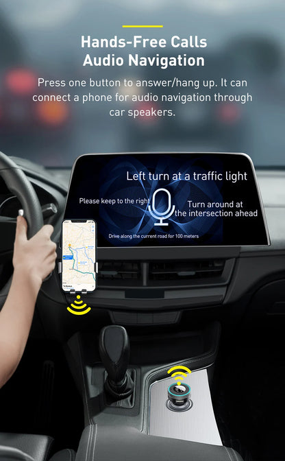 Baseus Car FM Transmitter 5.0 Bluetooth Car Charger Music Adapter 3.4A Dual USB MP3 Player Radio Handsfree Audio FM Modulato