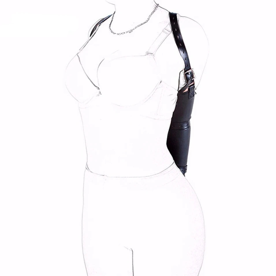 SM Sexy Restraint Arm Binder Behind Back Straight Jacket Leather Armbinder Slave Lockable Bondage Shoulder Straps Club Role play