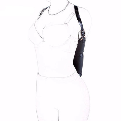 SM Sexy Restraint Arm Binder Behind Back Straight Jacket Leather Armbinder Slave Lockable Bondage Shoulder Straps Club Role play