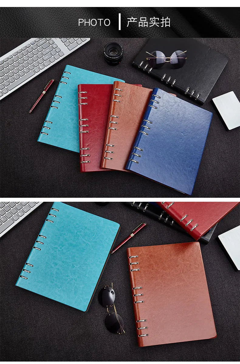 A4 A5 A6 B5 Hollow Loose-leaf Notebook, Detachable Notebook, Leather Notepad Notebook Binder Notepads Stationery