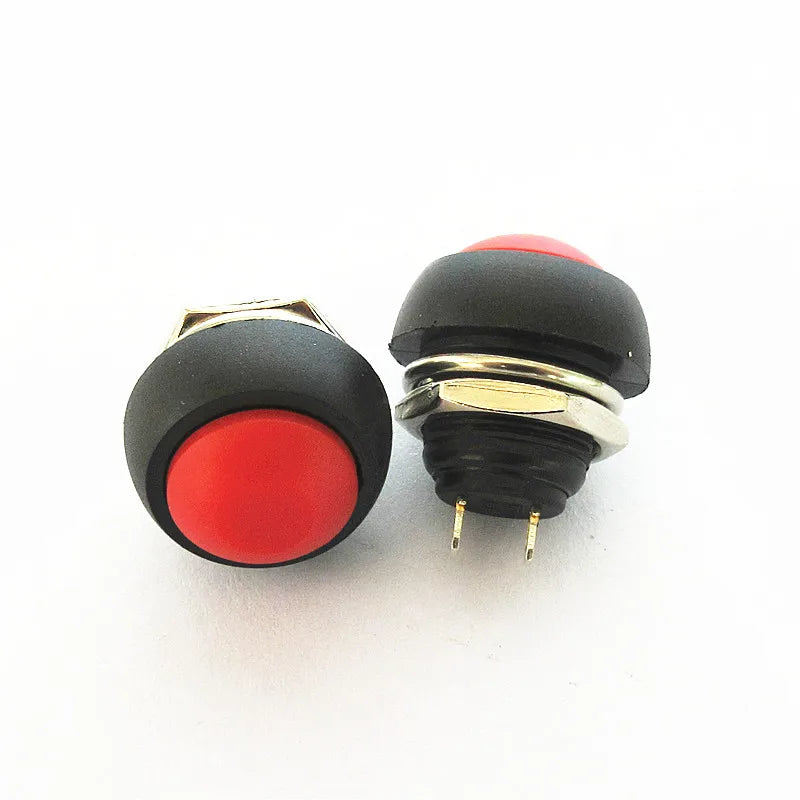 6PCS Small Button Switch Waterproof Switch Self-reset PBS-33B 12MM Red Lock-free Switch 6 Colors