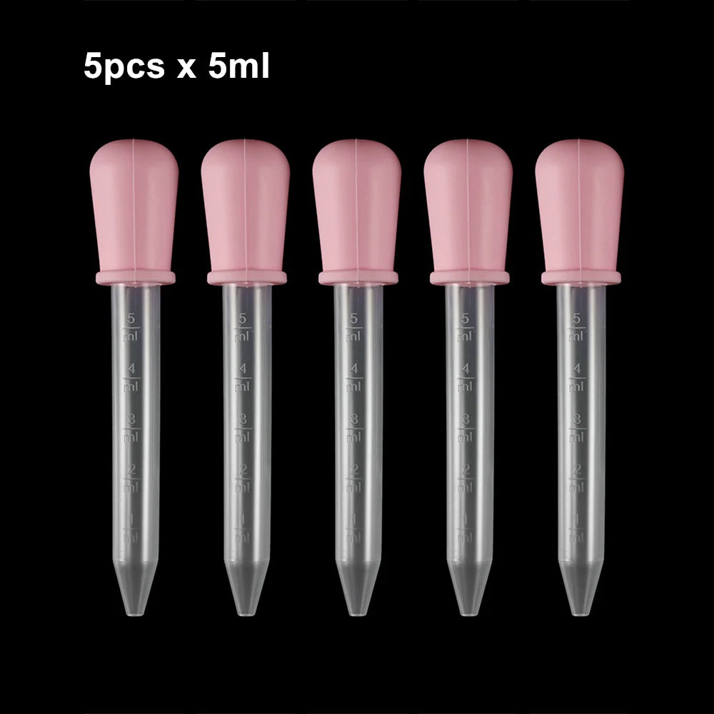 2/5pcs 5ml Clear Silicone Dropper Graduated Pipette Liquid Food Dropper for Epoxy Resin Candy Molds Jewelry Making Tools