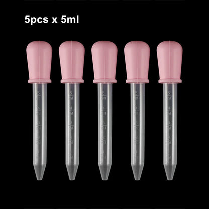 2/5pcs 5ml Clear Silicone Dropper Graduated Pipette Liquid Food Dropper for Epoxy Resin Candy Molds Jewelry Making Tools