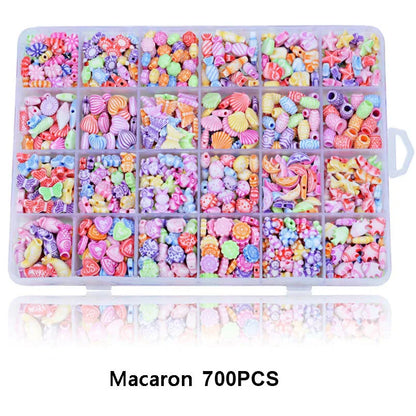 550-700PCS DIY Colorful Acrylic Beads Girls Puzzle Toy Jewelry Necklace Bracelet Handmade String Bead Girl Children Making Toys