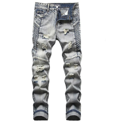 2022 New Fashion Mens Biker Jeans Punk Style Men Cargo Denim Pants  Zipper Pocket Motorcycle Jeans Male Pantalones Hombre