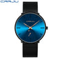 CRRJU New Watches Mens 2019 Man Fashion Simple Stainless Steel Blue Thin Watch For Men Luxury Casual Waterproof Quartz Clock