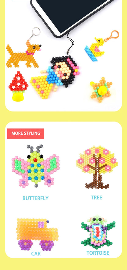 Handmade Magic Water Fuse Beads Creative Beads DIY Art Crafts Toys Magic Water Sticky Beads Sensory Toys Set with Accessories