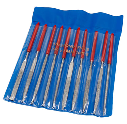 140mm 10PCS Diamond Mini Needle File Set Hand Tools for Ceramic Glass Gem Stone Hobbies and Crafts 3D Print Model Polish