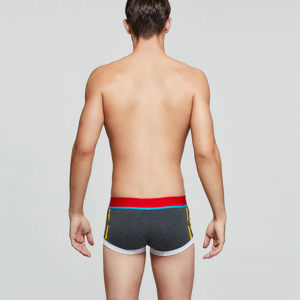 SEOBEAN Men's Low-Rise Boxer Briefs Cotton Underwear Soft Breathable Comfortable Shorts for Daily Casual Wear