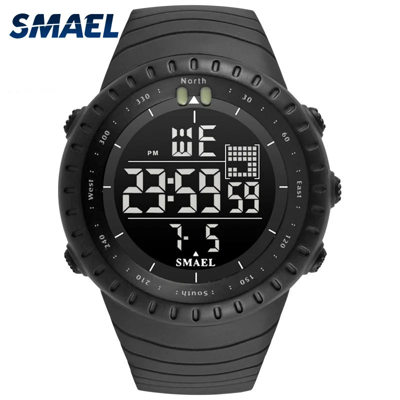 SMAEL Brand Men Electronics Watch Outdoor Sports Waterproof Big Dial Digital LED Alarm Digital-watch 1237 Sport Watch