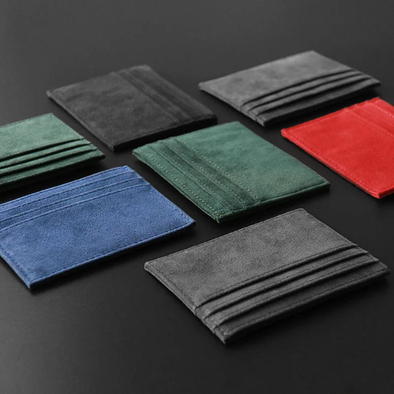 YMW ALCANTARA Card Holder Women & Man Turn fur Luxury Artificial Leather Slim Card Mini Wallet Small Thin Card Package