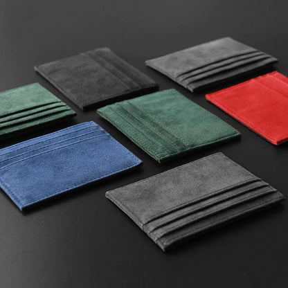 YMW ALCANTARA Card Holder Women & Man Turn fur Luxury Artificial Leather Slim Card Mini Wallet Small Thin Card Package