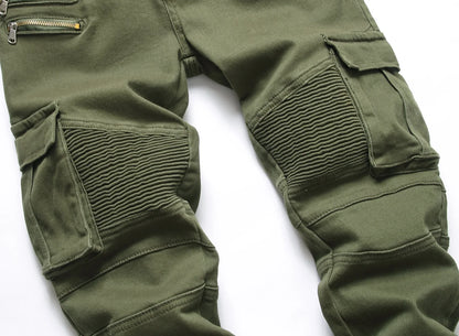 2022 New Fashion Mens Biker Jeans Punk Style Men Cargo Denim Pants  Zipper Pocket Motorcycle Jeans Male Pantalones Hombre