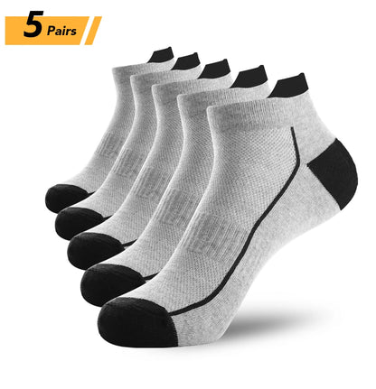 5 Pairs organic cotton men socks thin knit mesh ankle socks summer fitness breathable quick dry short sock for cycling Plus size