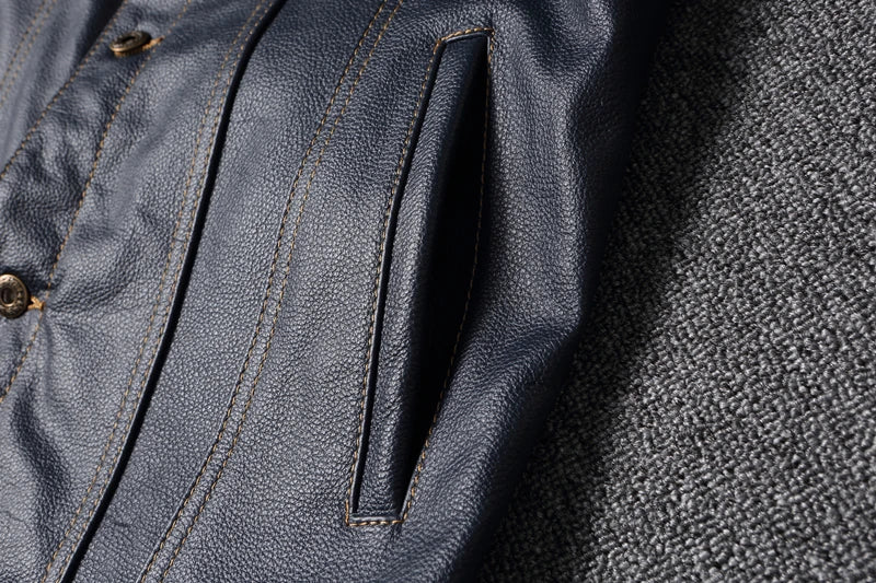 CC Shop Top.Y2K new classic casual slim fit genuine leather coat.quality fashion cowhide jacket.Young popular 557 style Denim