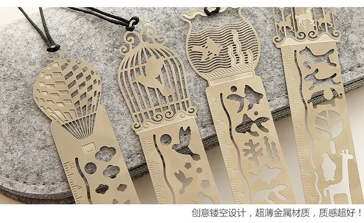 4 pcs/lot Cute Kawaii Creative Horse Birdcage Hollow Metal Bookmark Ruler For Student Gift School Supplies