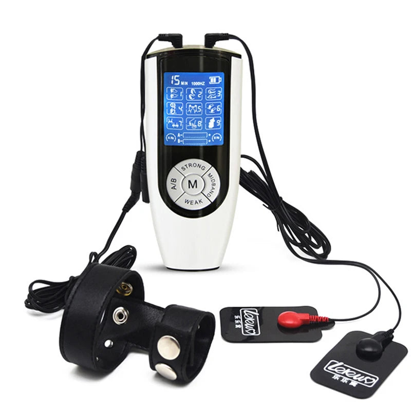 Electro Shock E-Stim Estim Kit Conductive Bands Penis Ring Extender Enlarger,Male Masturbator Cock Ring,BDSM Toys