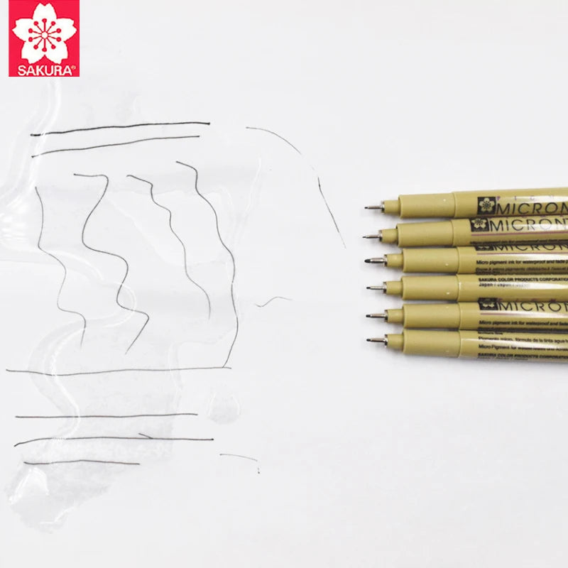 6pcs/Lot Pigma Sakura Micron Pen Set Waterproof Fine Liner Marker Pen Painting Drawing Sketch Markers Artistic Cartoon Design