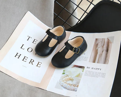 Spring Autumn Kids Shoes T Strap Leather Shoes For Girls Boys Non-slip Toddlers Mary Janes Baby Children Buckle Strap Flats