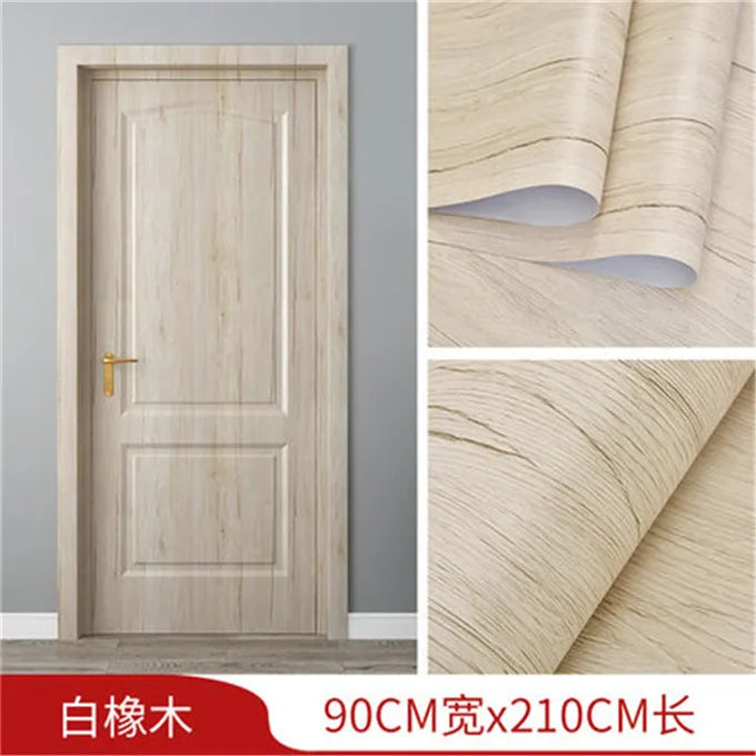 90x210cm/30X500cm Grey Wood Grain Wallpaper On The Door Adhesive  Furniture Refurbish Sticker Home Decor Wall Decal Door Sticker