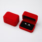 Velvet Ring Box Couple Double Ring Earrings Display Holder Case Proposal Engagement Wedding Marriage Anniversary Jewelry Packing