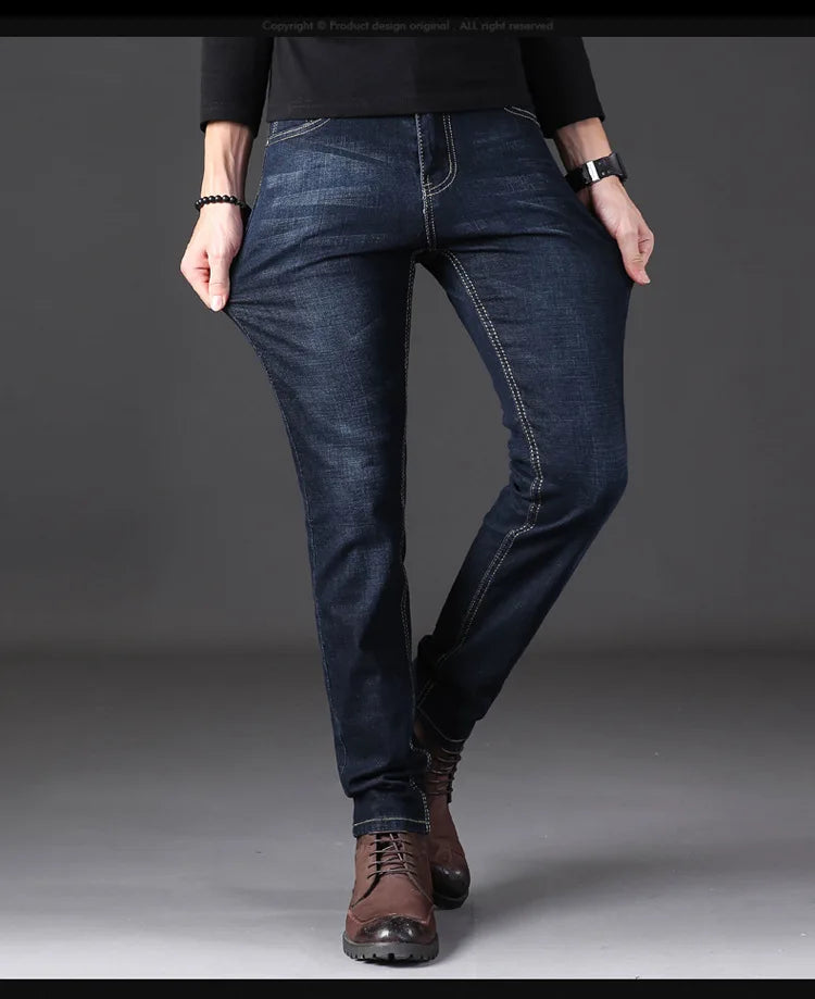 2023 New Men Activities Warm Jeans High Quality Famous Brand Autumn Winter Jeans warm flocking warm soft men jeans