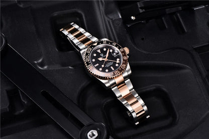PAGANI DESIGN 2026 40MM Luxury Men GMT Automatic Machinery Watch Ceramic Bezel Jubilee Strap Sapphire Waterproof Watches for men
