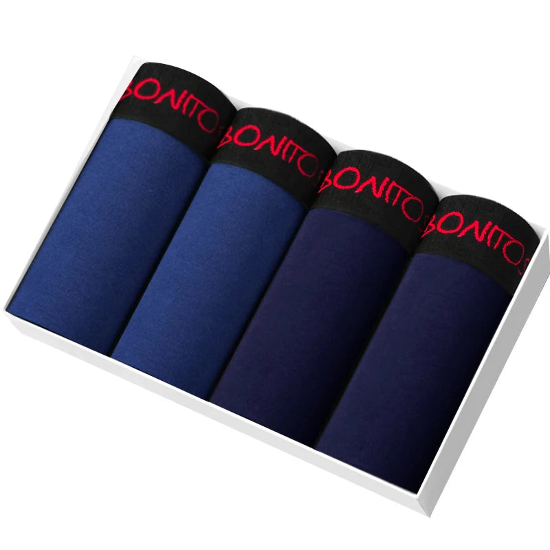 4pcs Cotton Boxer Shorts Soft Men's Panties BONITOS Letter Waistband Men Underpants Boxer Briefs Sexy Underwear for Man Boxers