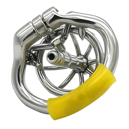 Happygo Stainless Steel Chastity Device with Urethral Catheter and Anti-Shedding Ring,Cock Cage,Penis Ring,S055-2