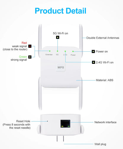 AC1200 WiFi Repeater 1200Mbps 2.4G/5GHz WiFi Repetidor